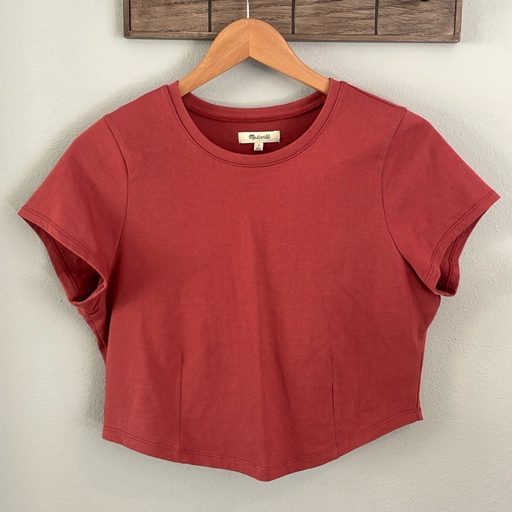 Madewell Heavyweight Jersey Crop Top Rusty  Red size M like NEW
